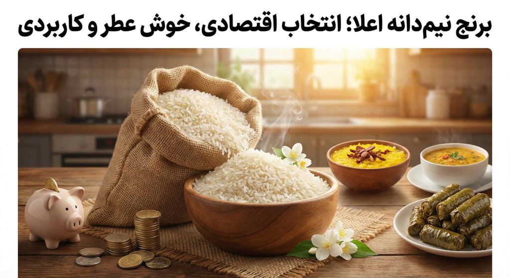 برنج نیم دانه اعلا؛ انتخاب اقتصادی، خوش عطر و کاربردی