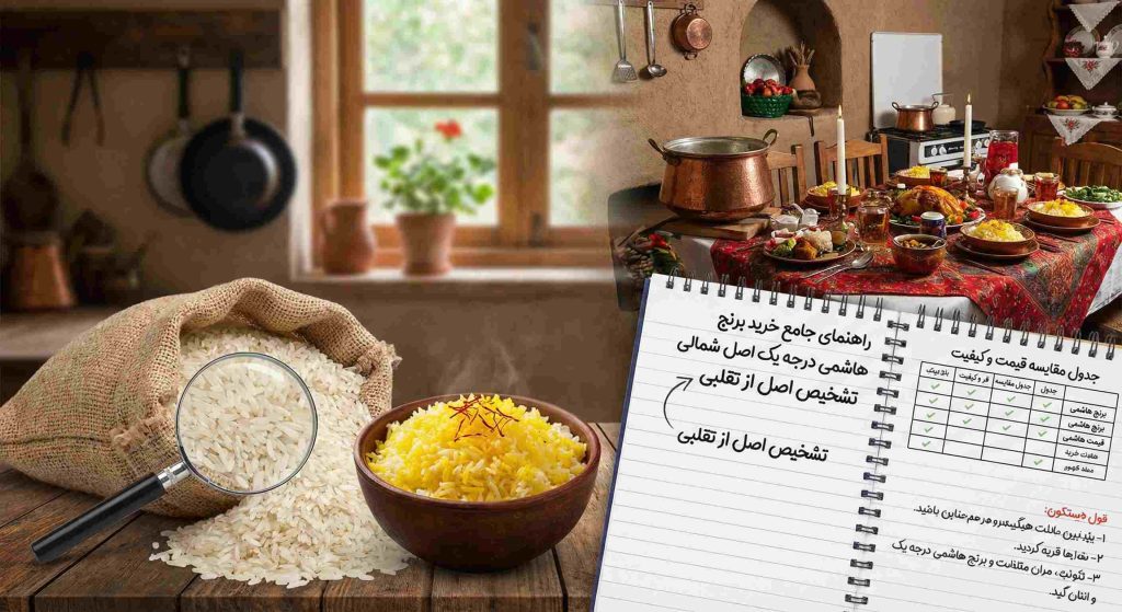 خرید برنج هاشمی درجه یک: از تشخیص اصل تا پخت حرفه‌ای