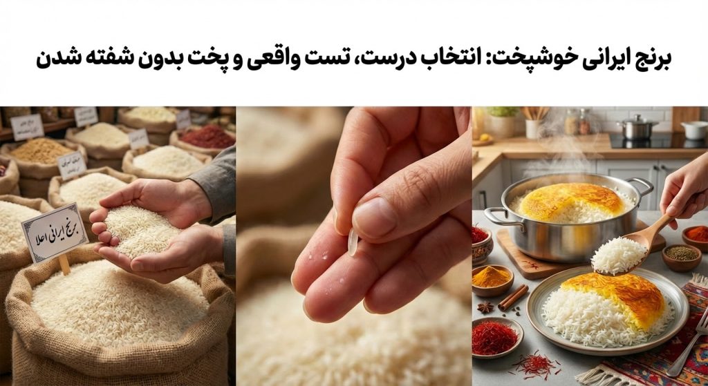  برنج ایرانی خوشپخت: انتخاب درست، تست واقعی و پخت بدون شفته شدن